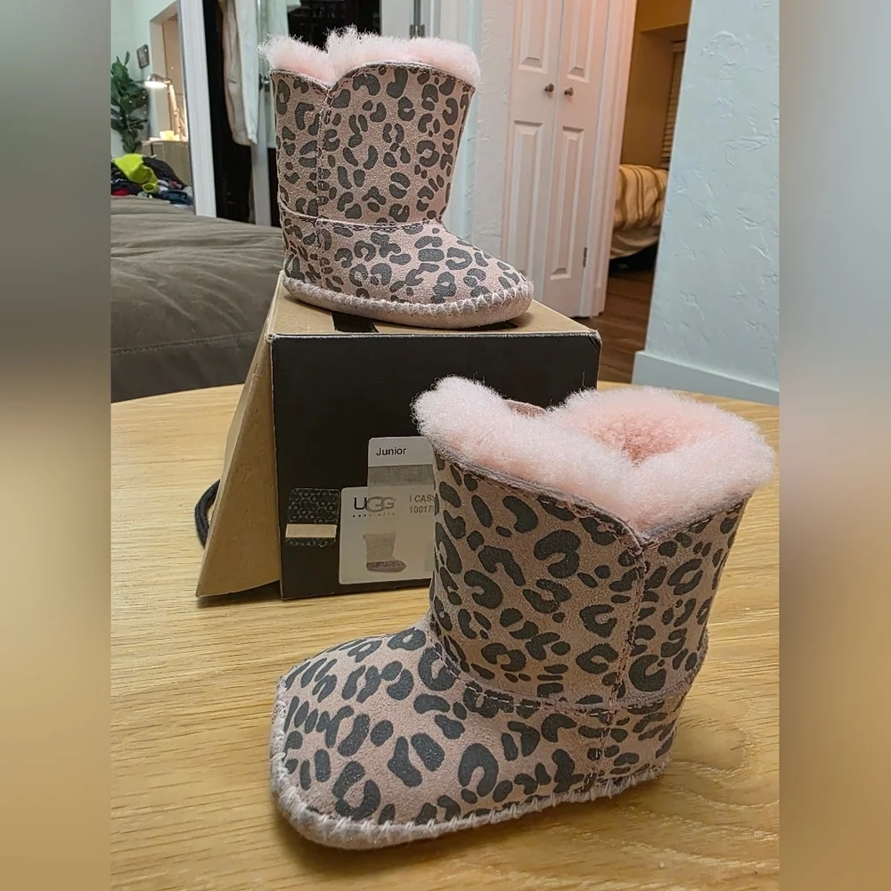UGGS Cassie Leopard Boots with Pink Highlights